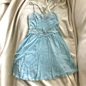 Free People Intimately Lace Light Blue Slip Dress/Nightgown
